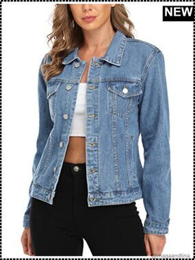 MISS MOLY Denim Jacket Button Up Jean Jacket Long Sleeve Cotton
